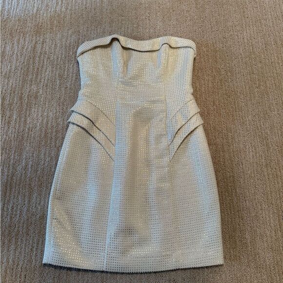 ABS Gold Elegant  Strapless Formal Mini Dress - Picture 1 of 8